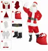 Traje temático Año nuevo Papá Noel Juego de roles Celebración navideña Lujoso Clásico Terciopelo Ropa de fiesta navideña Juego de 9 piezas L231010