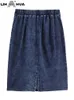 スカートlih hua women's plus size denim skirt chubby women for chubby women for Autunt Knittedコットンスカート231011