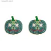 Autres accessoires de mode Miwens Unique Luxe Crystal Pumpkin Dangle Boucles d'oreilles pour femmes 2021 Halloween Bijoux Sparkly Strass Perlé Pendentif Q231011