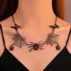 Andra modetillbehör 2023 Ny gotisk Halloween Creative Spider Pendant Necklace Punk Spider Web Short ClaVicle Chain for Women Trend Party Jewelry Q231011