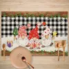 Feliz Natal Placemats Tapetes de mesa de linho antiderrapante lavável à prova d'água xadrez Xmas Tree Snowflake Pine para festa de férias, jantar, cozinha, decoração de mesa 1011