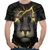 Camiseta gráfica masculina 3d digital engraçado camiseta meninos diy padrão streetwear camisetas casuais respiráveis com padrão de leão inteiro 202k