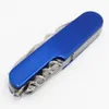 Multiferramenta 11 em 1 para exterior dobrável de aço inoxidável de bolso multifaca para acampamento ferramenta EDC multifuncional azul