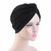 Abbigliamento etnico Twist Nodo Turbante Cotone elasticizzato Interno Hijab Cappello Donna Musulmano Beanie Cofano Copertura per la perdita dei capelli Cancro Chemio Cap
