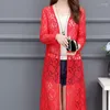 Women's Jackets Summer Shawl Sun Protection Clothing Coat Mid-length Lace Thin Section Cardigan Loose Ladies