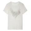 krótkie rękawy 23SS Zadig Tops Women Designer Modna bawełna T-shirt Nowy Zadig Voltaire Klasyczne skrzydła feniks