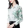 Zijden Shirt Met Lange Mouwen 2023 Vrouwen Runway Satijn Gedrukt Elegante Button Up Blouse Mooie Lente Herfst Winter Prachtige High-End O217R