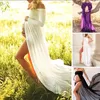Maternity Dresses Pregnant Woman Po Dress Solid Color Tube Top Stitching Front Slit Long Dress Pregnant Woman Jumpsuit Mopping Floor Long Dress 231006