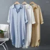 Camicette da donna 2023 Primavera Abbigliamento coreano Estate Vintage Lino Cotone Abito camicia bianca di media lunghezza per le donne Chic Top Camicie