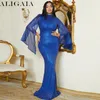 Vestidos casuais aligaia mulheres elegante temperamento magro vestido formal manga longa lantejoulas maxi luxo festa de casamento banquete noite