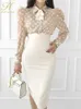 Tweedelige jurk H Han Queen Dames Lente Casual 2-delige set Singlebreasted Dot Blouses Hoge taille Kokerrok Koreaanse eenvoudige rokpak 231010