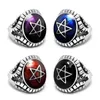 Novo pentagrama anel 316l aço inoxidável titânio anel masculino rock pop punk moda jóias cluster anéis177w