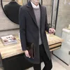 Men's Jackets Mens Long Cotton Coat spring autumn New Wool Blend Pure Color Slim Casual Business Fashion Clothing Windbreaker Jacket 231011