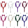 Fashion 1 Set Unisex Adjustable Y-Back Suspenders Bow Tie Clip-On Braces Elastic Wedding For Men Women 11 Colors Neck Ties316w