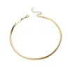 2021 Chapado en oro y plata Ajustable 5 mm Cadena de serpiente plana Gargantilla en espiga Collar Joyería delicada simple para mujeres 15 Chock297K
