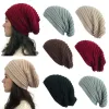 暑い冬の女性編み帽子温かい前かがみの大人のためのトレンディウォームウォームソフトストレッチケーブルウールキャップニットビーニースチンギーブリムハットll