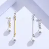 Dangle Earrings Long Luxury Imitation Pearl Silver 925 Jewelry Ol Style Piercing Tassel Gold Accessories For Women Aesthetic Party Gift
