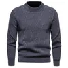 Maglioni da uomo Autunno Arrivo Maglione in tessuto Jacquard Moda invernale Tinta unita Girocollo Pullover lavorato a maglia Casual maschile caldo