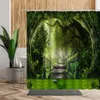 Tende da doccia 3D Foresta tropicale Scenario naturale Tenda da doccia impermeabile Alberi verdi Muschio Foresta profonda Bagno Schermo divisorio Tenda da bagno 231007