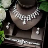 HIBRIDE Exclusive Dubai Gold Plate Jewelry Luxury Cubic Zirconia Necklace Earring Bracelet Party Jewelry Set for Women SS09258M