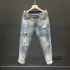 Men's Jeans Trous Jeans hommes et femmes été 2022 taille haute couleur mince ample droite Denim cheville longueur sarouel hommes et femmes Jeans J231011