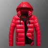 Men's Metallic Down Puffer Bomber Jackets waterproof Hooded Shiny Winter Puffer Coats Zip-up Thicken Baseball Parka Outerwear 2RFVV