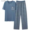 L-4XL hommes pyjama ensembles été à manches courtes coton homme pyjamas imprimer lettre pyjamas grands chantiers décontracté vêtements de nuit Pijamas HombreL231011