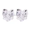 Orecchini a bottone in argento sterling 925 Mini orecchino a bottone Matrimonio Fidanzamento Cz Zircone Orecchini a forma di cuore 3/4 / 5Mm Orecchini gioielli Dhbuq