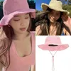 Ampla borda chapéus verão balde chapéu para homem mulher boné moda longa cinta viajando proteção solar designer praia bonés casquette2152