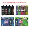 2023 E Cigarett Original 100 % IQTE 10000 PULDS 2 % Förfylld enhet Disponibla VAPE Auktoriserade 10 smaker i lager