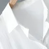 Camicette da donna 2023 Primavera Abbigliamento coreano Estate Vintage Lino Cotone Abito camicia bianca di media lunghezza per le donne Chic Top Camicie