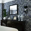 Bakgrundsbilder American Country Wallpaper Pastrol Retro Nostalgic vardagsrum sovrum Dark Blue Leaves and Fruit El Resturant