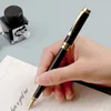 Fountain Pens Golden Text Niestandardowe grawerowanie Pióro Pifowo Prezent Szkoła Dostarcza papiery papiernicze Mężczyźni Luksusowe wysokiej jakości biuro biura metal 231011