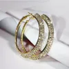 18k Gold Platinum Plated 6cm 7cm Hoop Earring Elegant äkta österrikisk Crystal Fashion Costume Trendy Big Earring Jewelry2648