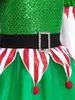 Costume a tema Ragazze per bambini Elfo di Natale Vieni Natale Paillettes Pompon Decorato Fancy Party Mesh Tutu Dress con cappello Capodanno Carnevale Dress UpL231010