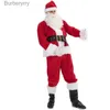 Theme Costume Santa Claus Come 7PCS Christmas Complete Dress-Up Outfit For Adult Cosplay Santa Suit With Hat Beard Golves For MenL23101