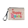 Sublimation Linen Makeup Bag Favor DIY Blank Coin Purse Pencil Bags Transfer Coating Storage Pouch Christmas Gifts