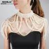 Chains Imitation Pearl Shoulder Chain Necklaces Multilayer Statement Pendants Women Sexy Body Party Jewelry2715
