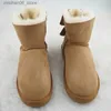 Bottes Nouveau Bow femmes bottes bottes de neige en peau de mouton véritable en cuir mode bottines 100% fourrure naturelle chaud laine bottes d'hiver chaussures Q231012