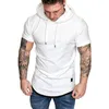 Männer T-Shirts 2021 Sommer Kurze Sleve Mit Kapuze T-shirt Männer Einfarbig Mode Hoodie Top Männlich Slim Fit T Tops camisa Mascul236B