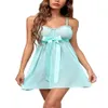 Women's Sleepwear Women Sexy Lingerie Bow Babydoll Erotic Costumes Pajamas Underwear Porno Dress Femme Nightdress223B