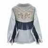 Women's Jackets Denim Jacket Korean Floral Embroidery Suede Fringe Loose Chaquetas Mujer Coat Long Sleeve Outerwear Women Veste Femme 231010