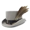 15CM 5 81Inch Top Hat Wool Women Men Steampunk Cylinder Fedora Hat Handwork Leather Magic Cosplay Party Caps Drop1298b