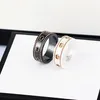 Ceramic Band Ring Double Letter Jewelry for Women Mens Black and White Gold Bilateral Hollow G Rings Fashion Online Celebrity Coup260p