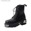 Stivali stile punk piattaforma donna stivaletti stivali da moto da donna moda donna scarpe robuste decorazioni in metallo nero GRANDE taglia 41 43 44 Q231012