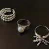 Anello solitario in argento sterling 925 con perle geometriche Anelli per donna Uomo Semplice moda coreana aperto regolabile fatto a mano Coppia regali 231011