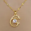 Pendentif Colliers Dainty Dolphin Collier Femme Plaqué Or CZ Cristal Océan Baleine Queue En Acier Avec Boule De Pierre Fantaisie Bijoux Cadeaux