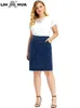 Jupes LIH HUA femmes grande taille jupe en jean haute élasticité coupe ajustée poche jupe décontracté mode tissé jupe 231011