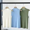 Damesvesten Naizaiga 85% wol 15% zijde 5% kasjmier Mock-neck effen wit groen blauw Mouwloos Dames truien trui NY38 231011