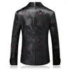 Herrenanzüge Frühling Herbst Koreanischen Stil Männer Mode Dobby Floral Schwarz One Button Blazer Mantel Mann 4xl Host Slim Jacquard Blume Blazer Mäntel